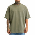 T-shirt uomo L in tessuto verde oliva a maniche corte vestibilità oversize