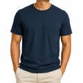 T-shirt da uomo L blu navy - tessuto a maglia con tasca sul petto - stile casual