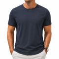 T-shirt uomo L in cotone blu navy - girocollo a maniche corte