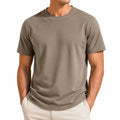 T-shirt uomo M marrone talpa in tessuto strutturato a manica corta