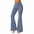 Leggings donna svasati taglia S in tessuto elasticizzato blu ardesia a vita alta per fitness