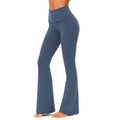 Pantaloni yoga donna M in tessuto elasticizzato blu ardesia a vita alta svasati