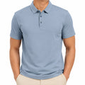 Polo uomo M in tessuto tecnico azzurro a maniche corte